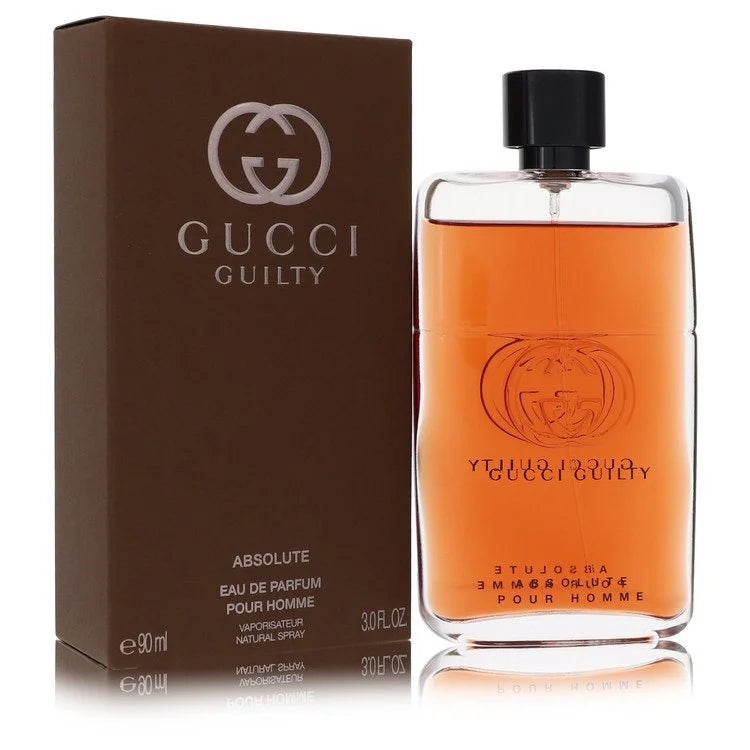 Gucci Guilty Absolute for men – dry leather and wood fragrance in rich amber-brown bottle. 90ml