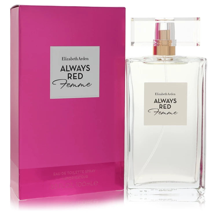Elizabeth Arden Always Red Femme perfume bottle and packaging on a white background 100ml