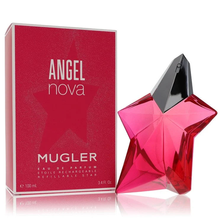 Mugler Angel Nova – fruity floral rose perfume in bold pink star-shaped bottle. 100ml