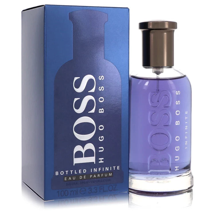 Hugo Boss Bottled Infinite – fresh woody aromatic fragrance in glossy deep blue bottle with silver cap. 100ml