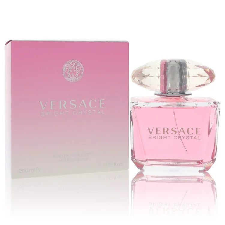 Versace Bright Crystal – fresh floral fruity perfume in pink glass bottle with oversized crystal cap. 200ml