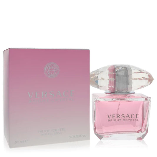 Versace Bright Crystal – fresh floral fruity perfume in pink glass bottle with oversized crystal cap. 90ml