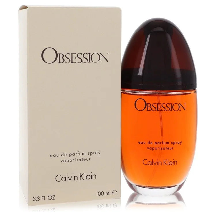 Calvin Klein Obsession for Women – intense oriental spicy perfume in amber bottle with rounded cap. 100ml