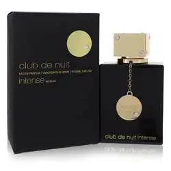 Armaf Club de Nuit Intense for women – rich rose and patchouli scent in black bottle with gold chain detail. 106ml
