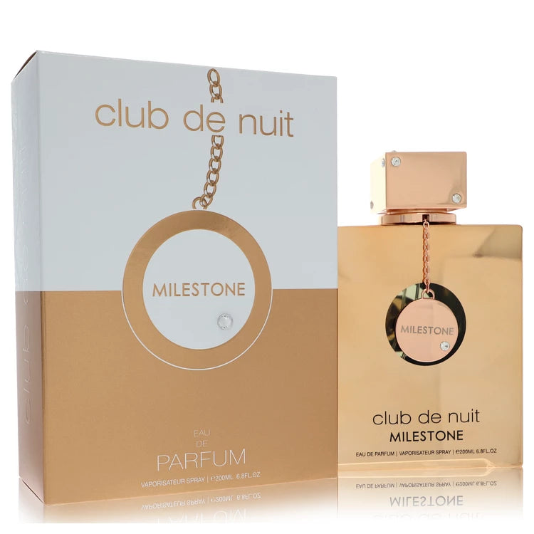 Armaf Club de Nuit Milestone – luxurious unisex aquatic fragrance in gold bottle with round cap. 200ml