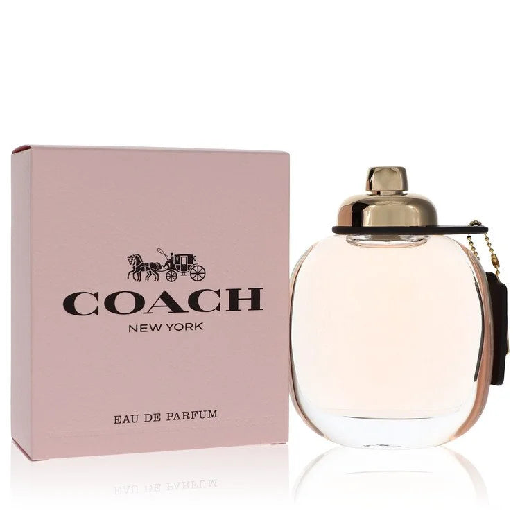Coach for Her perfume – elegant floral scent in blush pink bottle with leather tag. 90ml