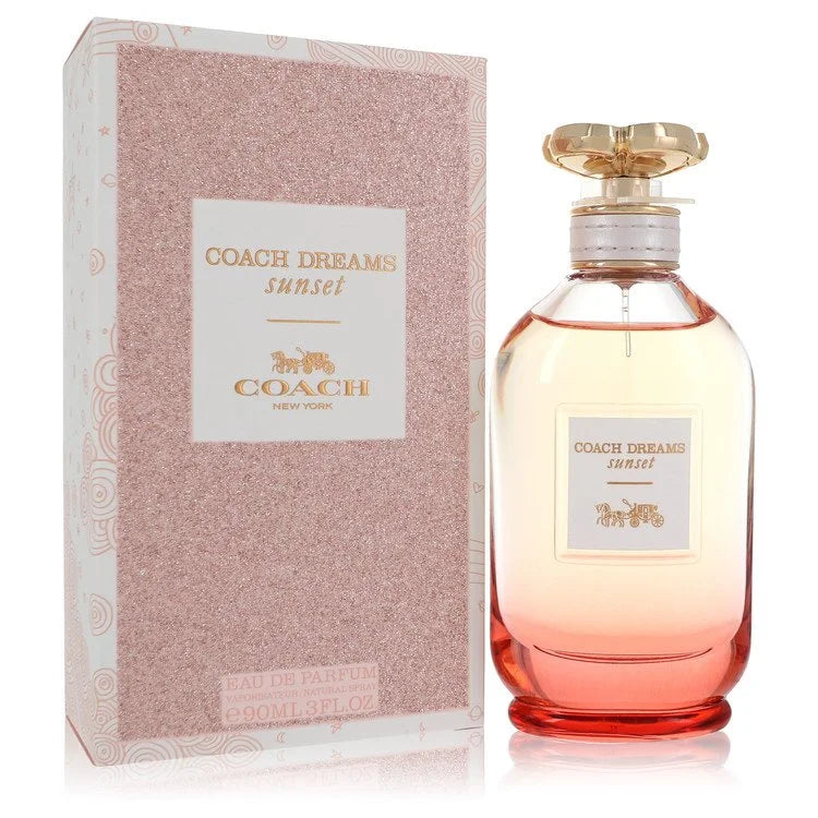 Coach Sunset Dreams perfume – warm fruity floral scent in ombre pink and gold bottle. 90ml