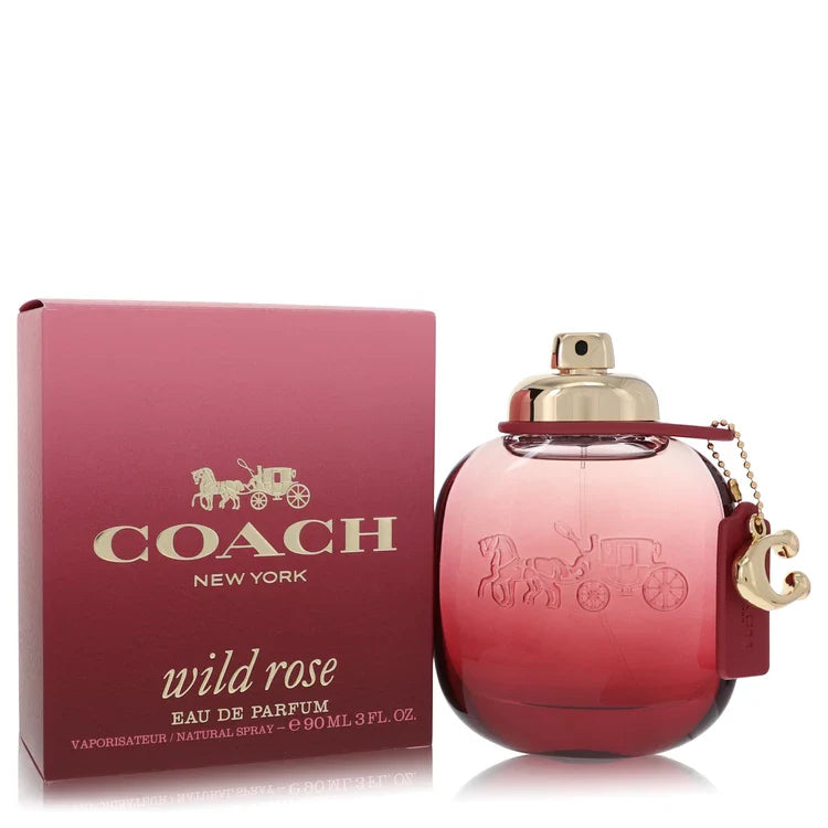 Coach Wild Rose perfume – bold rose and red currant scent in deep pink glass bottle. 90ml