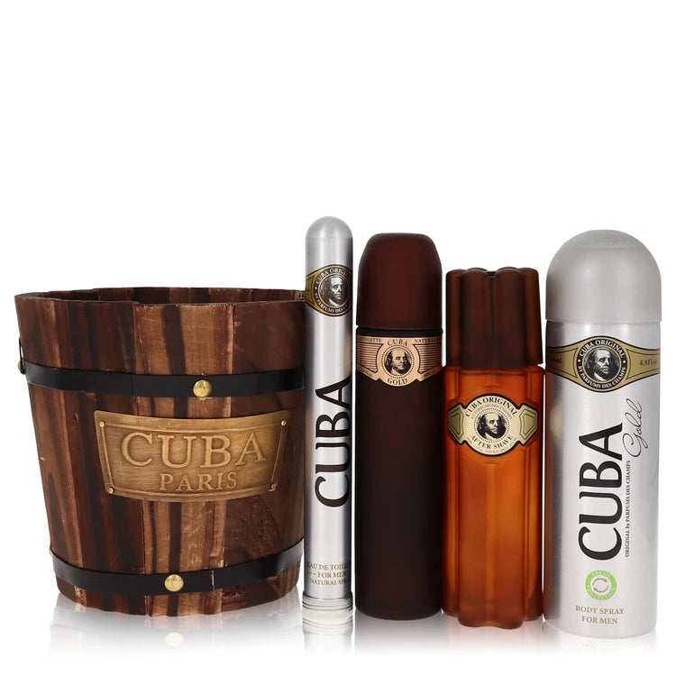 Cuba Gold Gift Set with 100ml Eau de Toilette, 35ml Eau de Toilette, 200ml Body Spray, and 100ml After Shave at Scent Haven