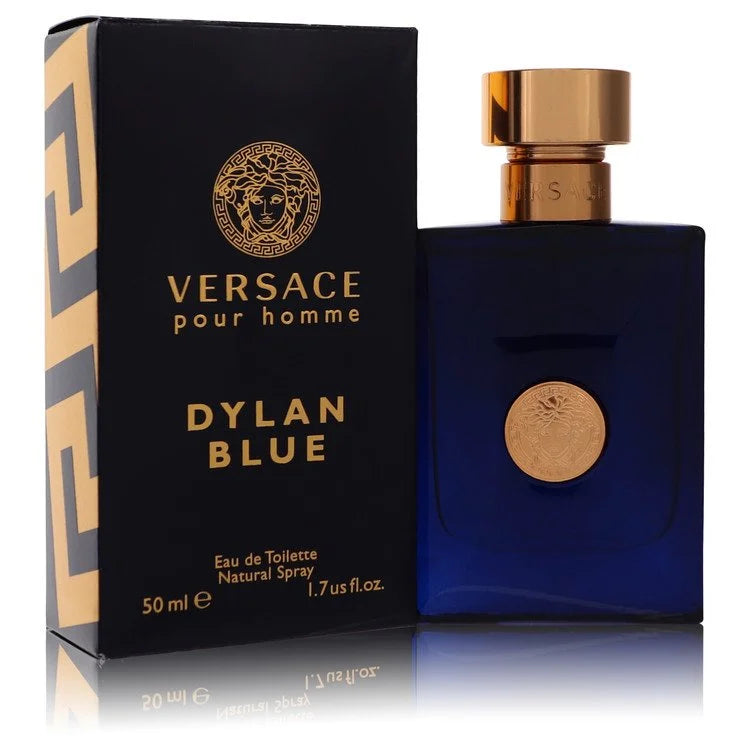 Versace Dylan Blue – modern fresh fougère fragrance in deep navy bottle with gold Medusa emblem. 50ml