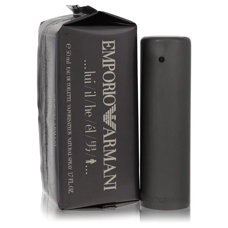 Emporio Armani for Men – classic woody aromatic cologne in matte grey bottle with minimalist design. 50ml