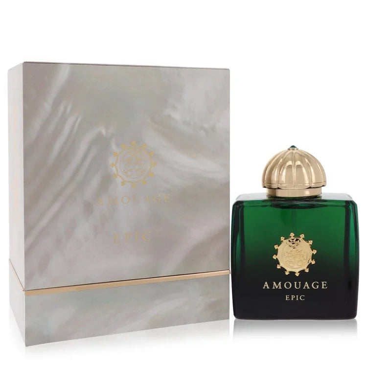 Amouage Epic – rich spicy oriental fragrance in emerald green bottle with gold cap. 100ml