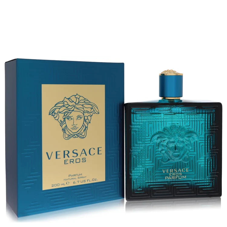 Versace Eros Parfum – refined woody oriental fragrance in luxurious black and gold bottle. 100ml
