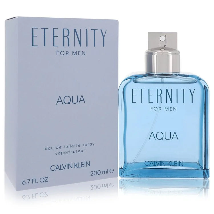 Calvin Klein Eternity Aqua for Men – fresh aquatic woody fragrance in light blue glass bottle. 200ml