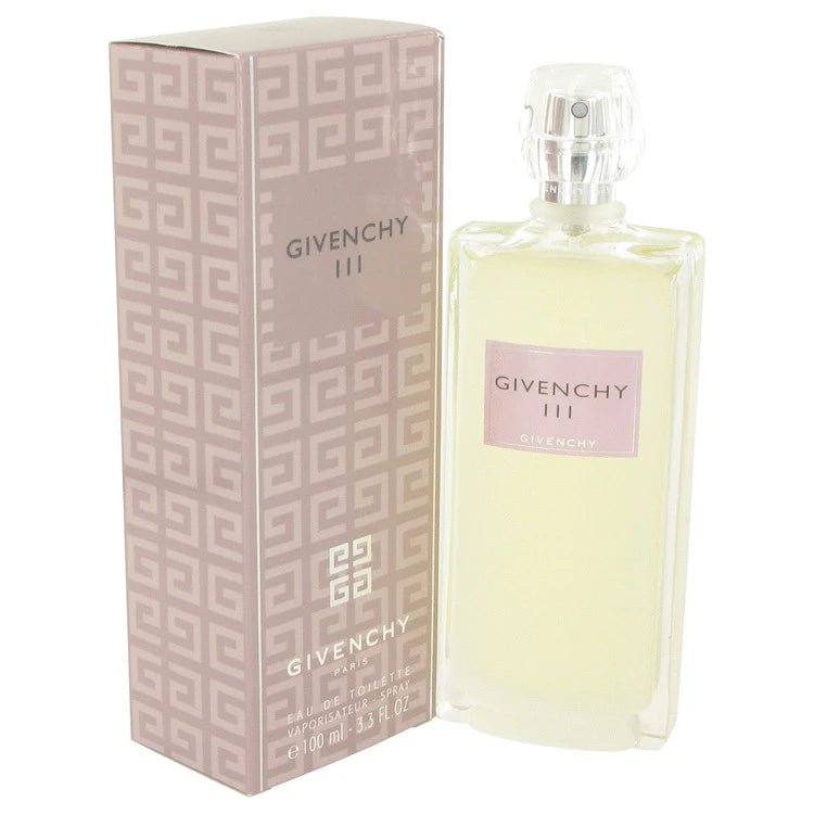 Bottle of Givenchy III Eau de Toilette for Women with vintage green and gold accents in a classic Parisian setting 100ml