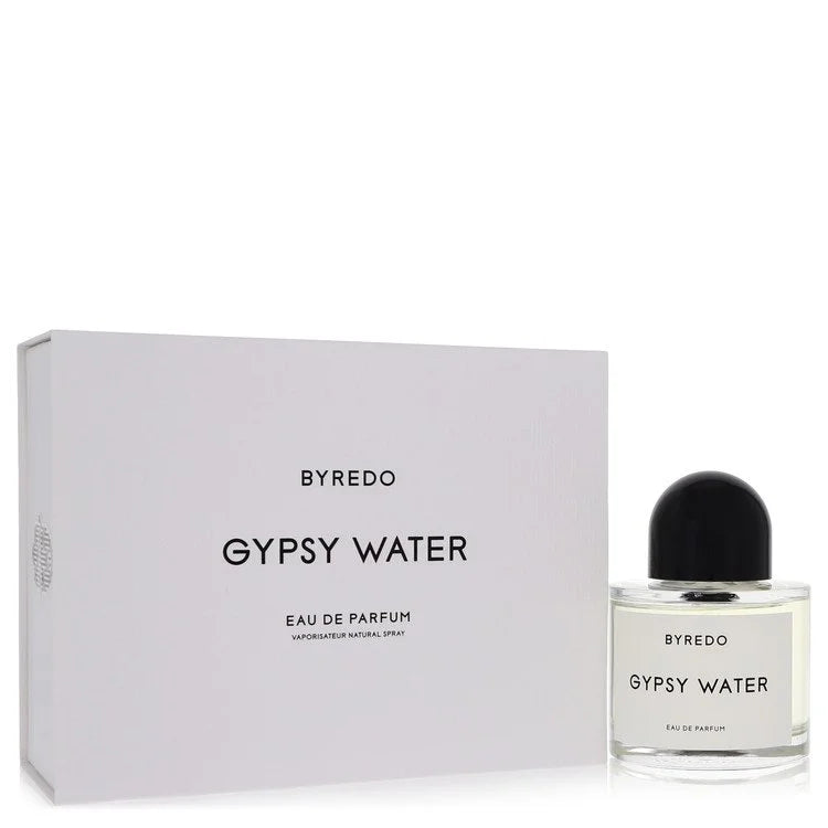 Byredo Gypsy Water – fresh woody aromatic scent in signature clear bottle with rounded black cap.