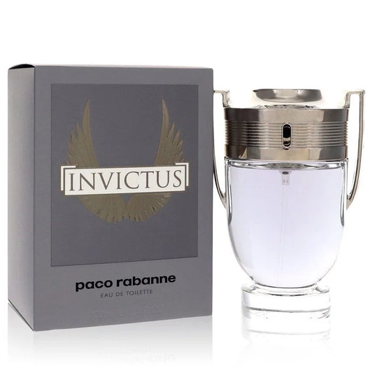 Paco Rabanne Invictus – fresh woody marine cologne in trophy-shaped silver and glass bottle. 100ml