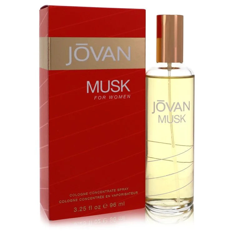 Bottle of Jovan Musk for Women Cologne with soft floral background and warm amber tones 96ml