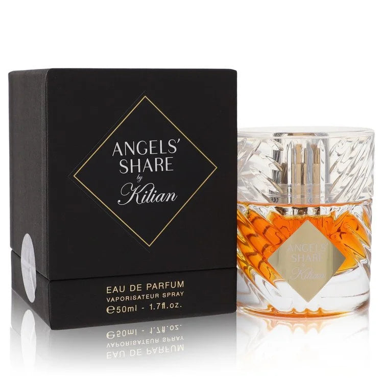 Kilian Angels’ Share – rich boozy amber scent in luxurious whiskey glass-inspired bottle with golden tones. 50ml