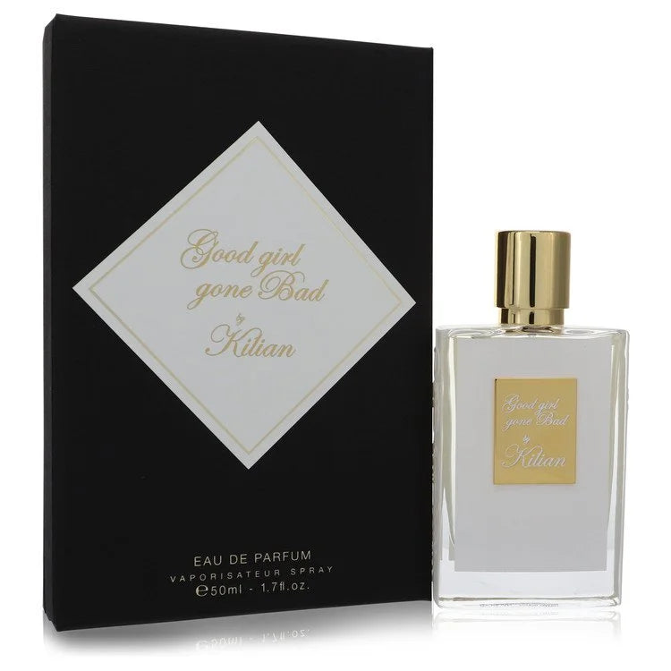 Kilian Good Girl Gone Bad – seductive white floral perfume in textured white bottle with gold plaque. 50ml