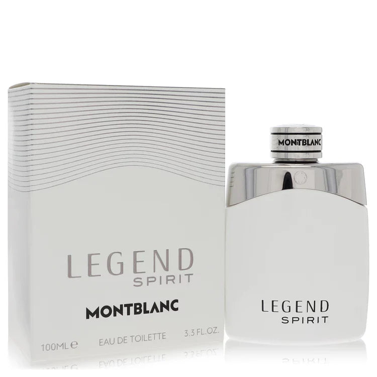 Montblanc Legend Spirit – crisp fresh woody scent in elegant white bottle with silver details. 100ml
