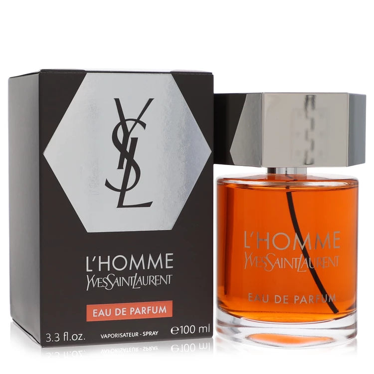 YSL L’Homme – sophisticated fresh woody scent in clear glass bottle with metallic hexagon cap 100ml eau de parfum