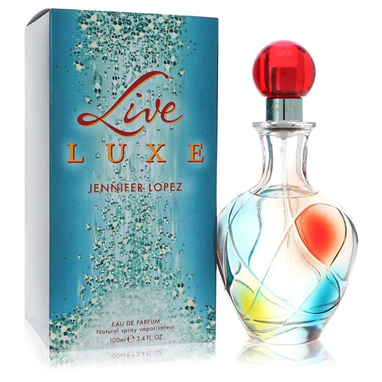Jennifer Lopez Live Luxe perfume – vibrant fruity floral scent in rainbow glass bottle. 100ml