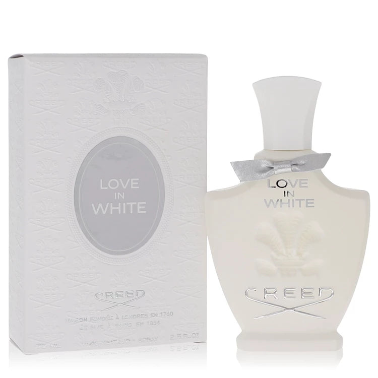 Creed Love in White – elegant floral fragrance in white sculpted bottle with silver ribbon detail. 75ml