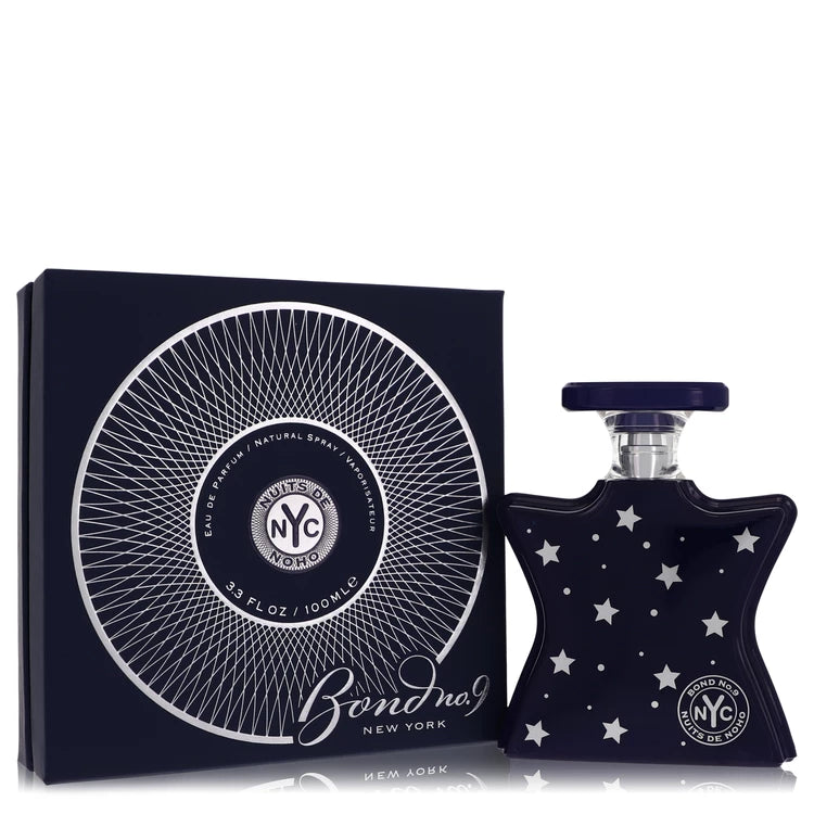 Bond No. 9 Nuits de NoHo – modern floral musk perfume in midnight blue star-shaped bottle with gold accents. 100ml