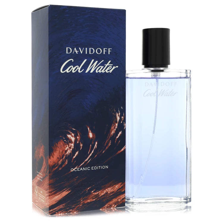 Davidoff Cool Water Oceanic Edition perfume bottle and packaging on a white background 125ml