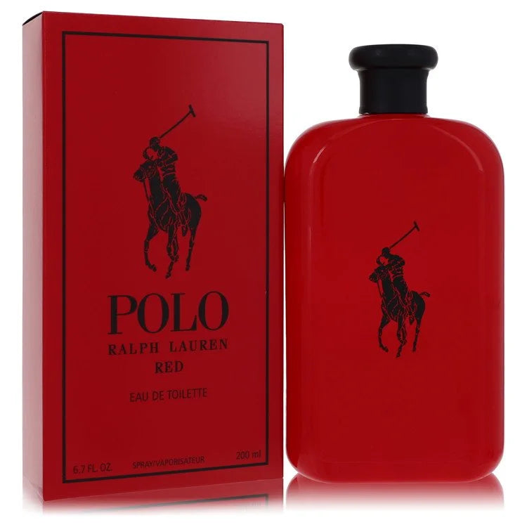 Ralph Lauren Polo Red Eau de Toilette – vibrant citrus woody scent in bold red bottle with silver cap. 200ml
