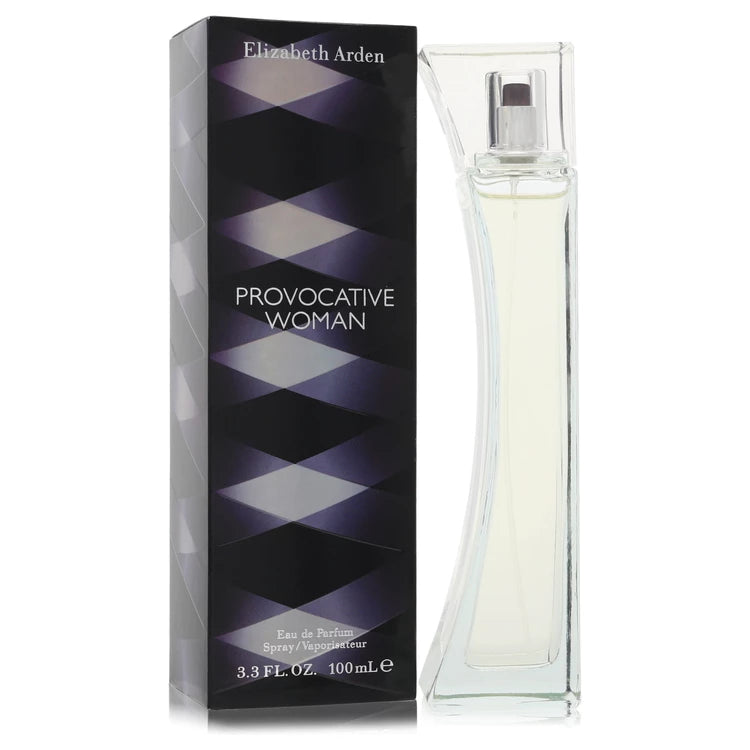 Elizabeth Arden Provocative Woman perfume bottle and packaging on a white background 100ml
