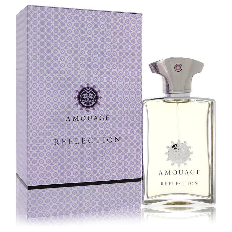 Amouage Reflection Man – sophisticated woody floral musk in polished silver bottle with crown cap. 100ml