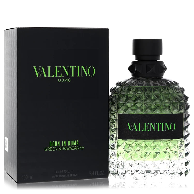 Valentino perfume bottle and packaging on a white background 100ml
