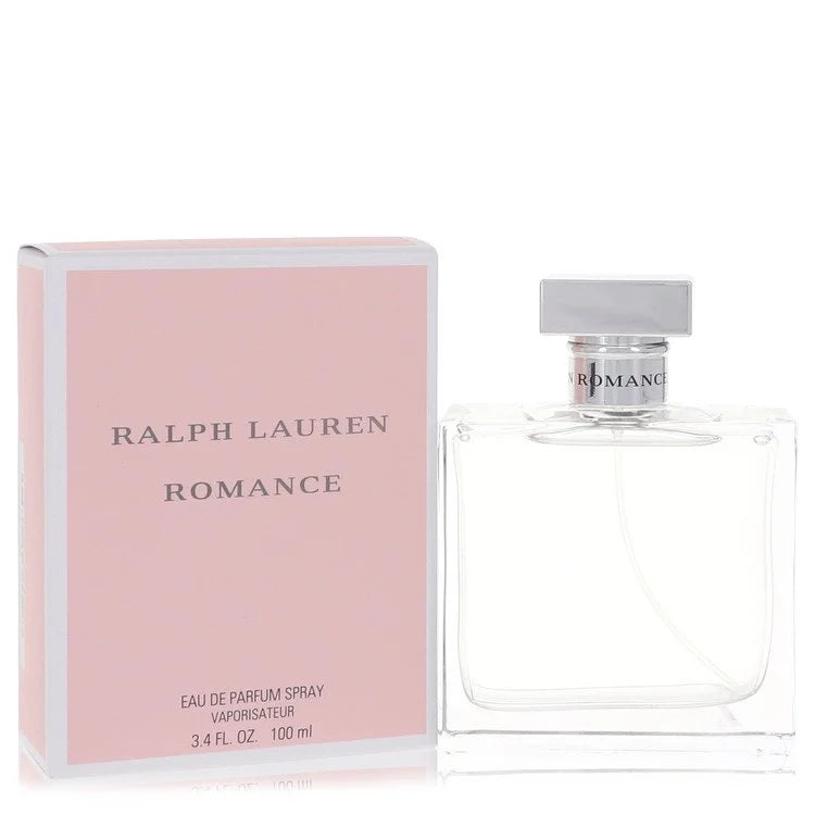 Ralph Lauren Romance – timeless floral fragrance in elegant clear square bottle with silver cap. 100ml