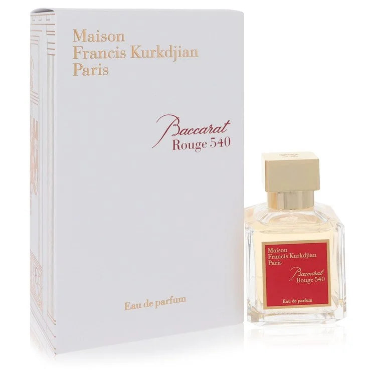 Maison Francis Kurkdjian Baccarat Rouge 540 – luxurious amber floral scent in red crystal-inspired bottle with gold cap. 71ml