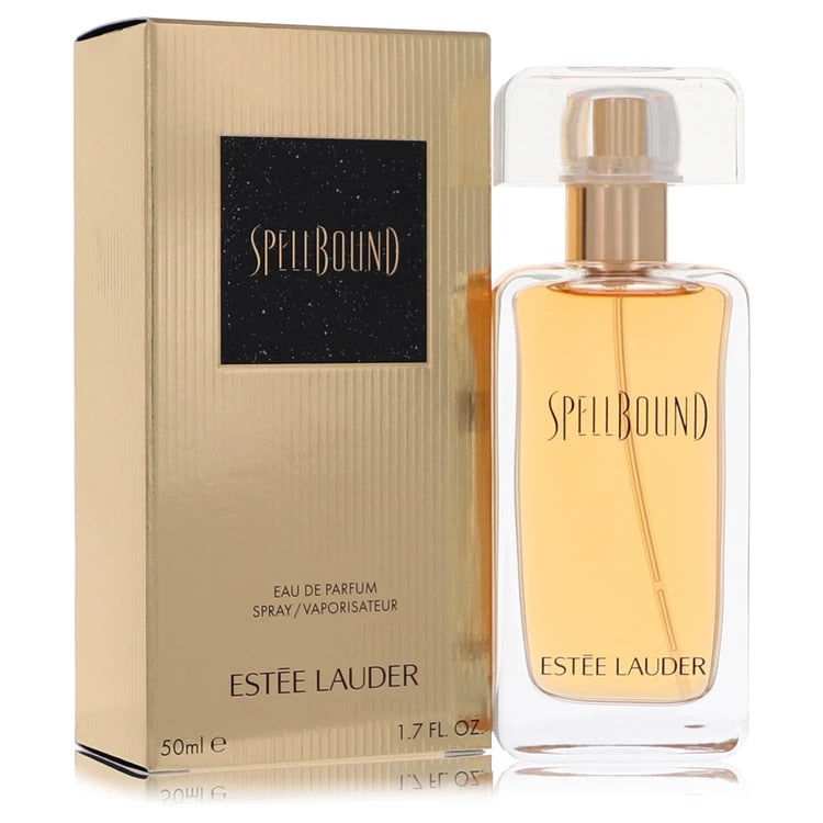 Estée Lauder Spellbound perfume bottle and packaging on a white background 50ml