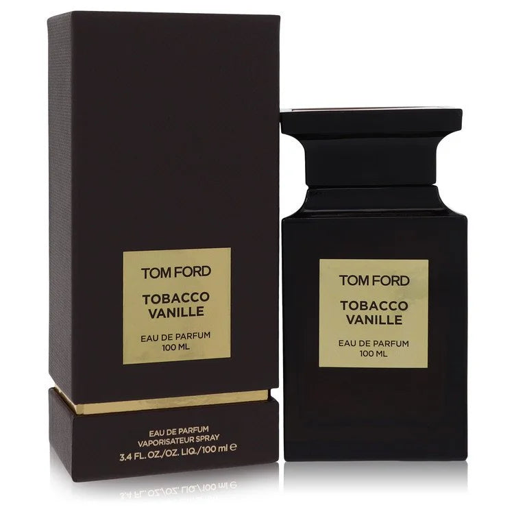 Tom Ford Tobacco Vanille – warm tobacco and sweet vanilla scent in dark amber bottle with gold label. 100ml