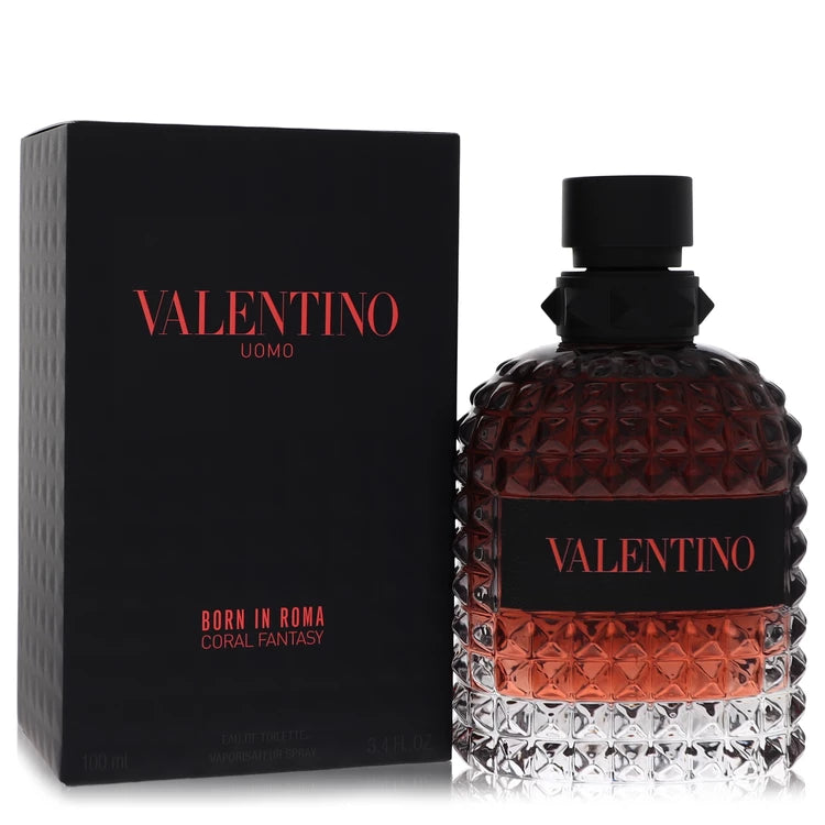 Valentino perfume bottle and packaging on a white background 100ml