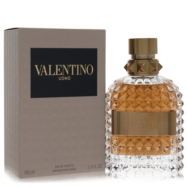 Valentino Uomo perfume bottle and packaging on a white background 100ml