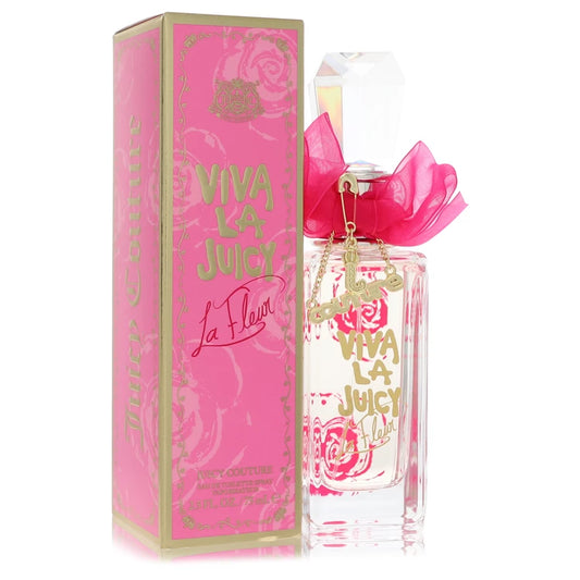 Viva La Juicy Fleur perfume – fresh floral fragrance in pink-accented bottle with flower-print box. 75ml