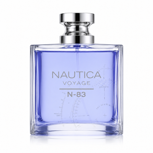Nautica Voyage N-83 cologne – ocean-inspired men’s scent in navy blue bottle. 100ml