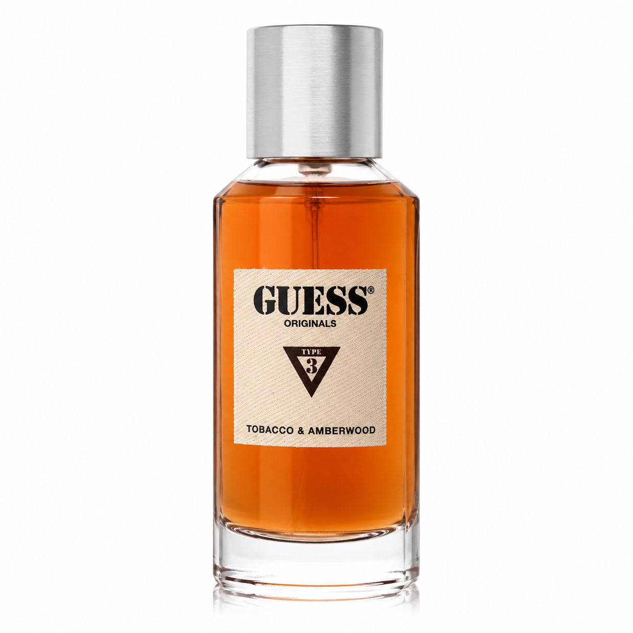 Guess Tobacco & Amberwood perfume bottle on a white background 100ml