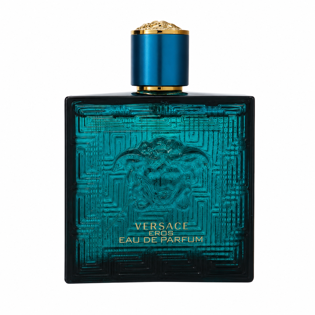 Versace Eros Eau de Parfum – intense fresh amber scent in deep turquoise bottle with gold detailing 100ml