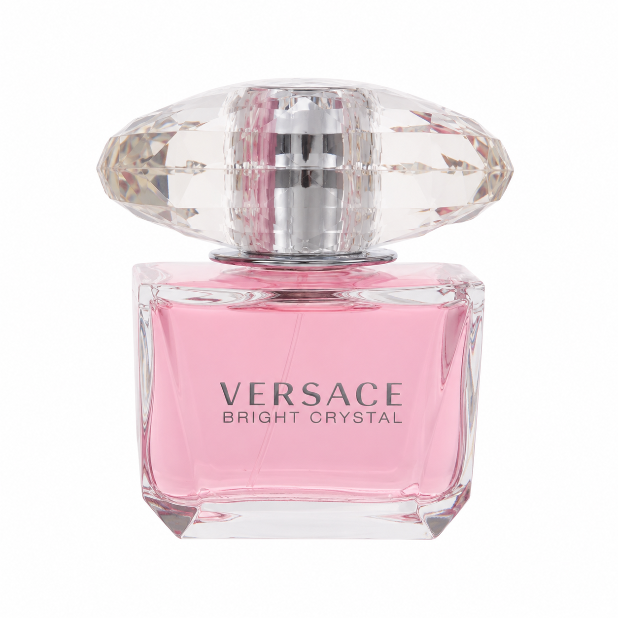Versace Bright Crystal – fresh floral fruity perfume in pink glass bottle with oversized crystal cap. 90ml
