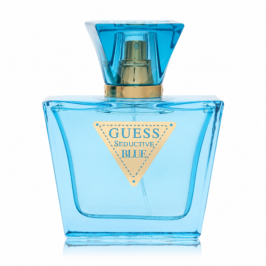 Blue Guess Seductive perfume bottle on a white background 75ml