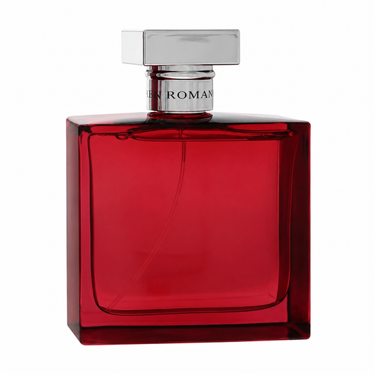 Ralph Lauren Romance Intense – deep rose and black vanilla scent in sleek rose-tinted bottle with metallic accents. 100ml