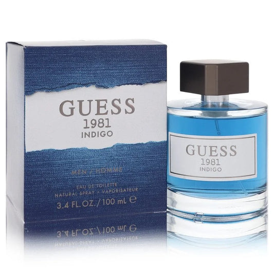 Guess 1981 Indigo perfume bottle and packaging on a white background 100ml