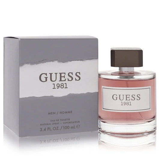 Guess 1981 men's perfume bottle and packaging on a white background 100ml