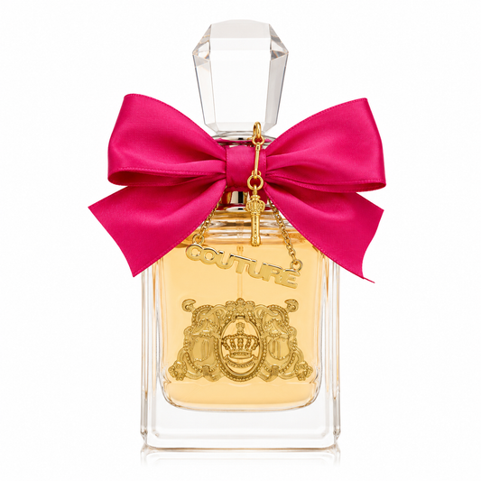 Viva La Juicy perfume – sweet gourmand scent in pink and gold bottle with bow. 100ml